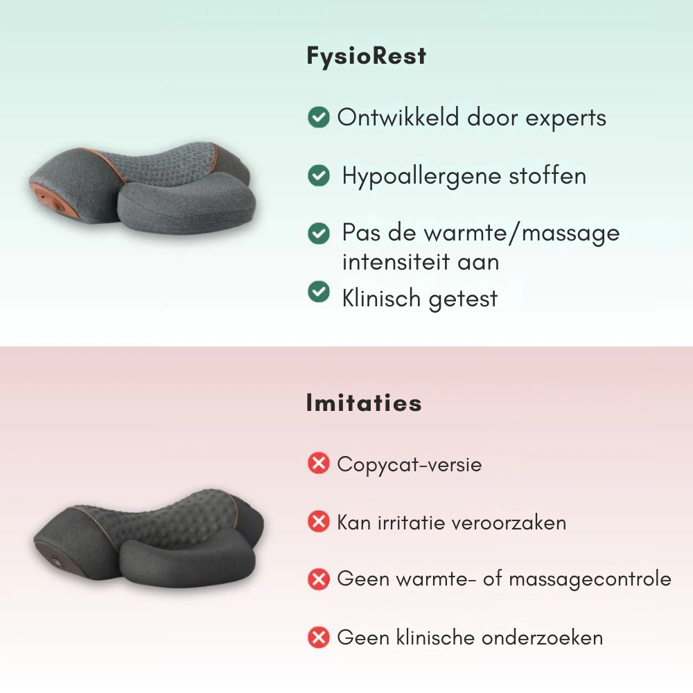 Het FisioRest-apparaat tegen nekpijn biedt onmiddellijke verlichting van nekpijn door de natuurlijke kromming van de nek voorzichtig te herstellen, de houding te verbeteren en ongemak te verminderen. Het werkt als een fysiotherapeut voor thuis en helpt stress en spierspanning te verlichten zonder dat er sterke pijnstillers nodig zijn. Dit apparaat is ontworpen voor dagelijks gebruik en ondersteunt de gezondheid van de nek op basis van deskundig onderzoek, waardoor het een effectieve oplossing is voor langdu